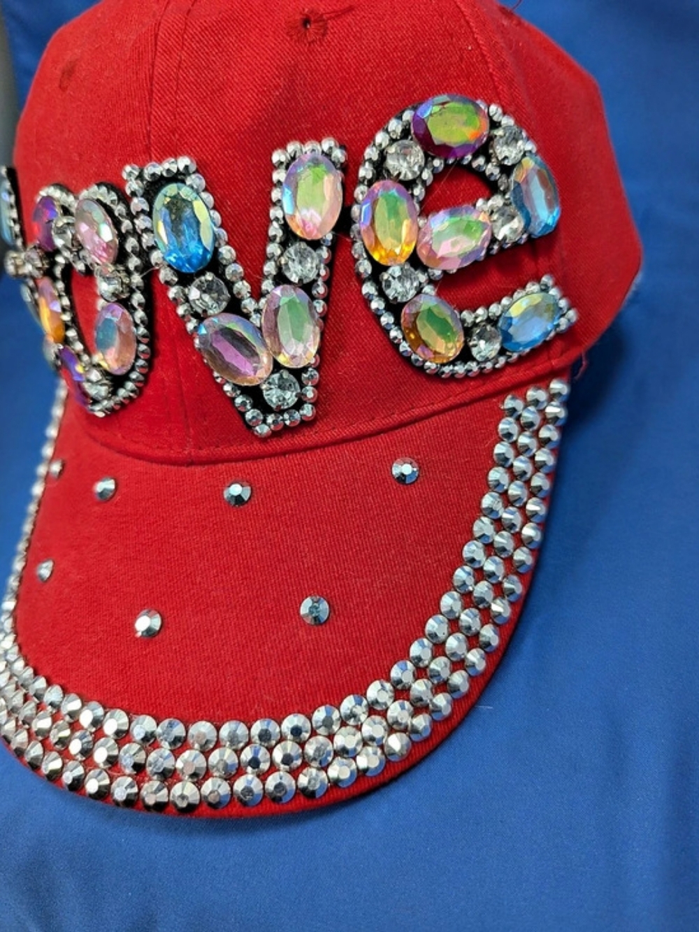 Red Rhinestone Embellished Cap - Picture 5 of 9